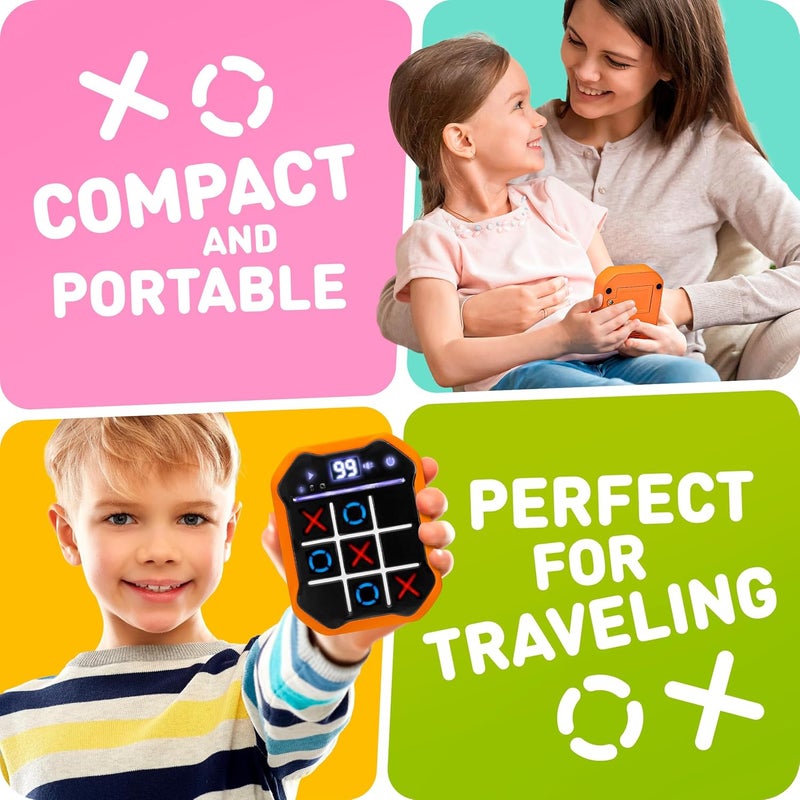 PlayRoute Store لعبة تيك-تاك-تو الإلكترونية المحمولة | 3 في 1 ألعاب الذاكرة والعقل | هدية عيد ميلاد للأطفال والبالغين | شاشة تعمل باللمس مناسبة للسفر مع تأثيرات صوتية وصوت للأطفال من عمر 7 سنوات وما فوق - Image 2